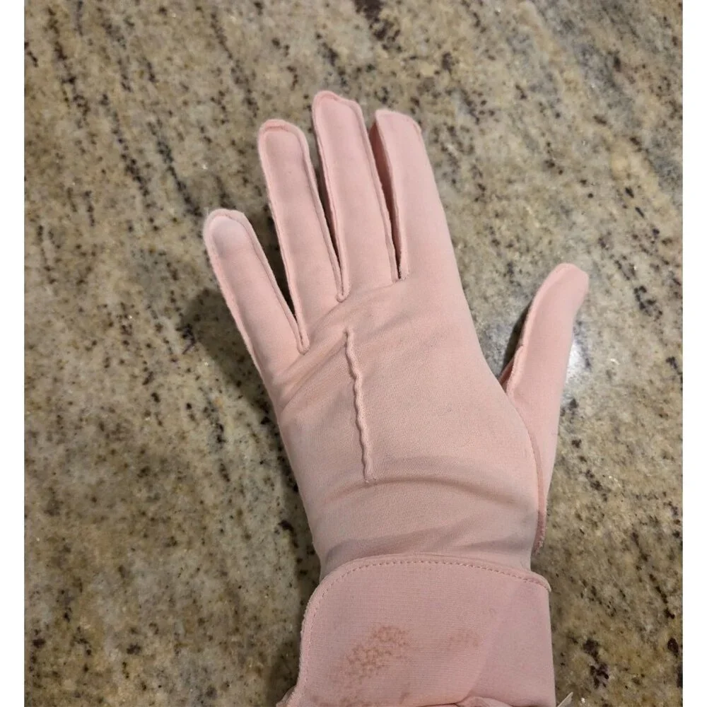 New! Vintage Women's Size L/XL Pink Stretch Formal Gloves Cuffed *Flaws*